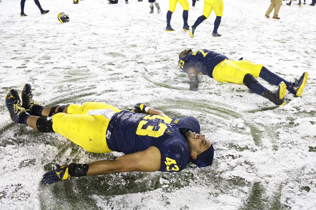 Michigan snow angels on the ground